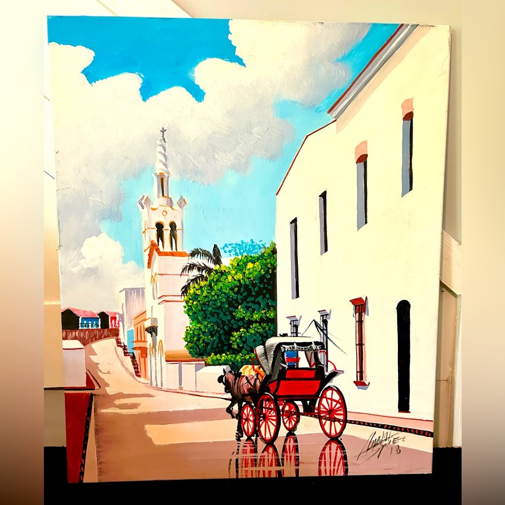 Going to Church in the Dominican Republic  by street artist boxed mount
